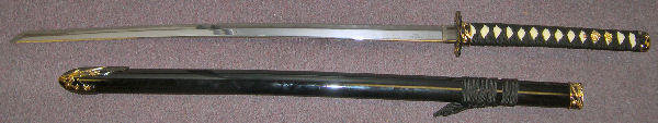 Black Katana with Gold Bamboo Designs